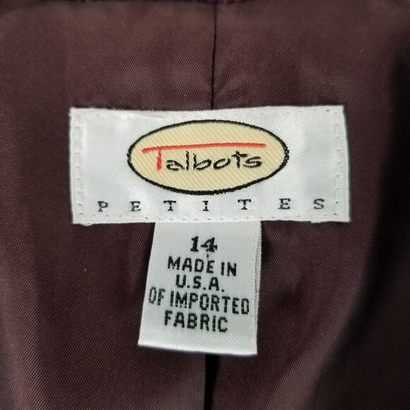 Talbots Petites Purple Green Yellow Plaid Vintage Wool Blazer Jacket Lined 14 P - Picture 5 of 6